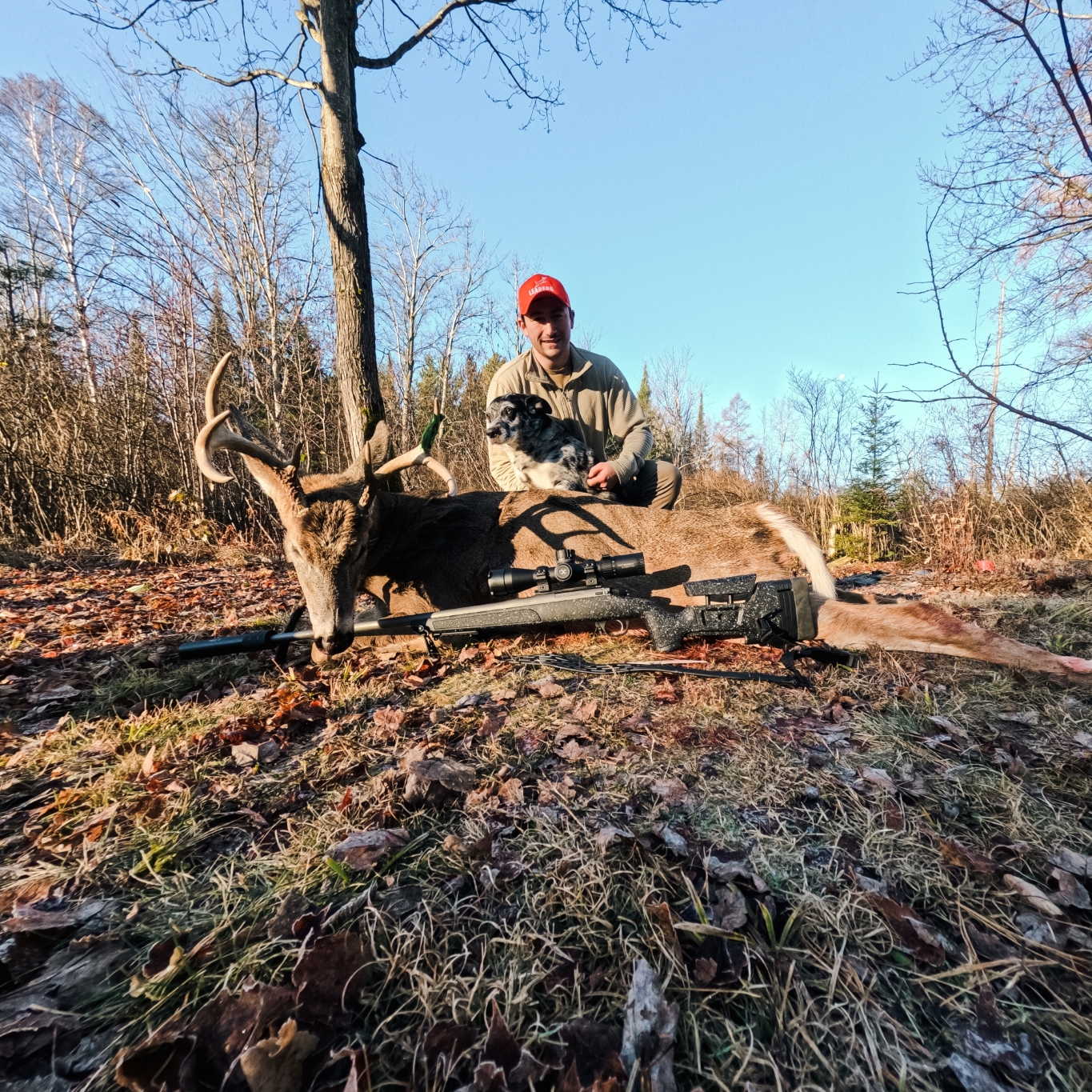 Ken C, his dog Athena, and his 7 point buck kicking off rifle season November 2024